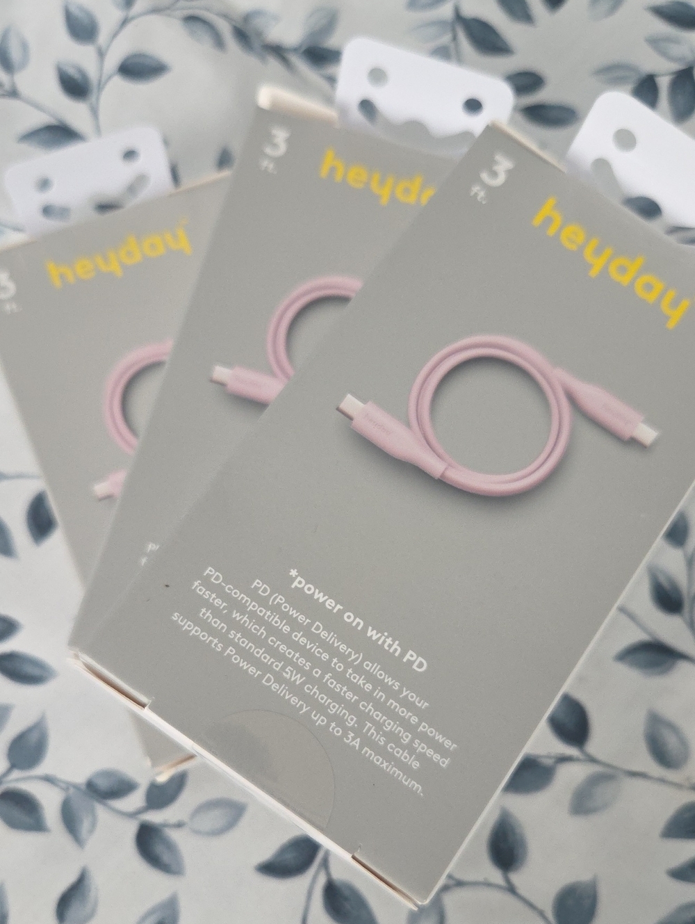 3 heyday Pink USB-C PD Charging Cables